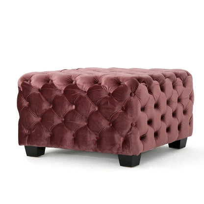 Pouf en velours capitonné Jaymee Modern Glam de Christopher Knight Home