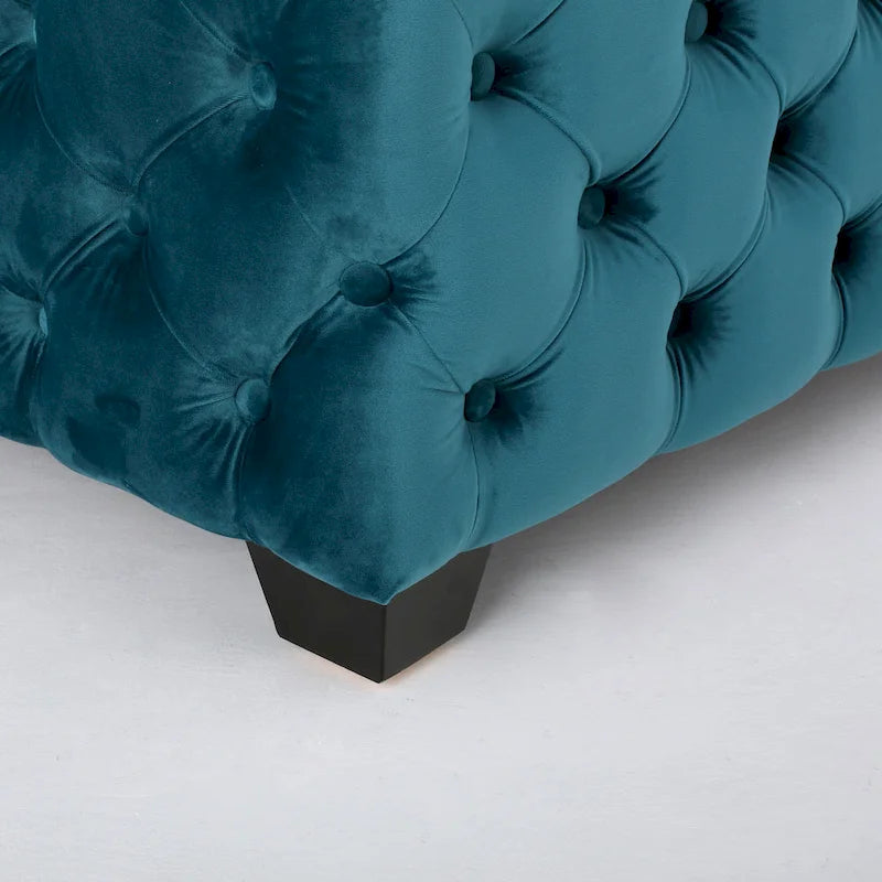 Pouf en velours capitonné Jaymee Modern Glam de Christopher Knight Home