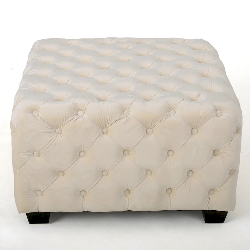 Pouf en velours capitonné Jaymee Modern Glam de Christopher Knight Home