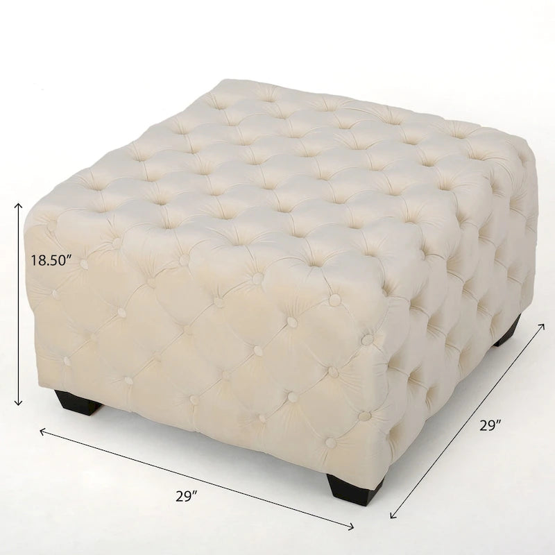 Pouf en velours capitonné Jaymee Modern Glam de Christopher Knight Home