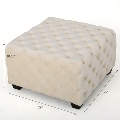 Pouf en velours capitonné Jaymee Modern Glam de Christopher Knight Home
