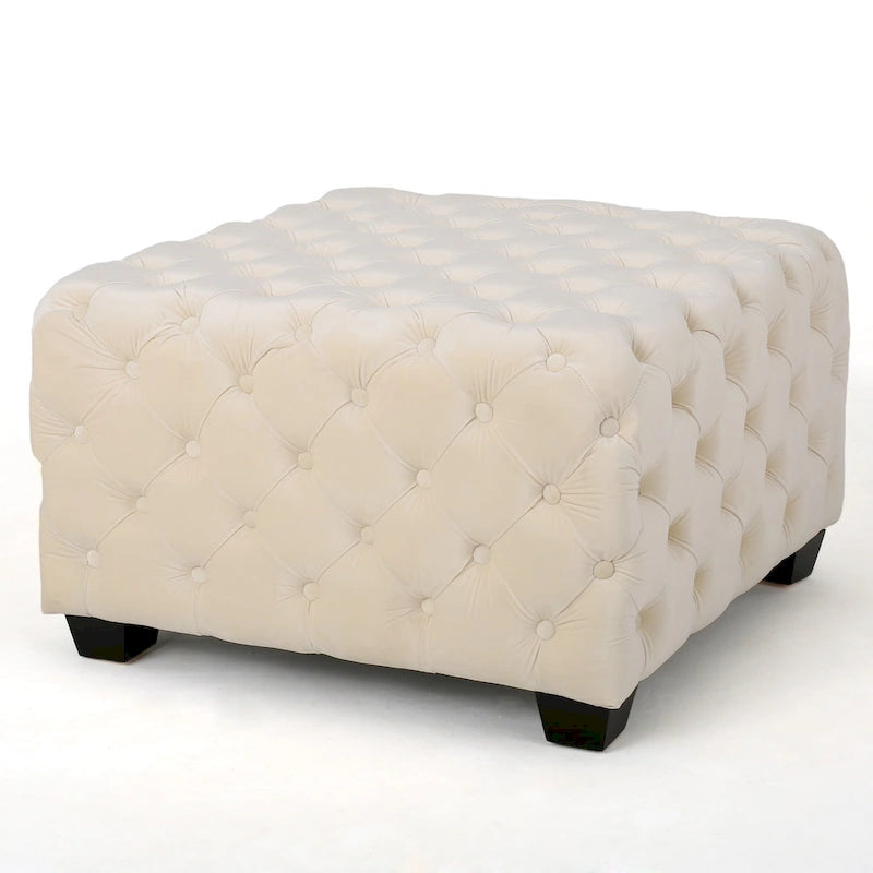 Pouf en velours capitonné Jaymee Modern Glam de Christopher Knight Home