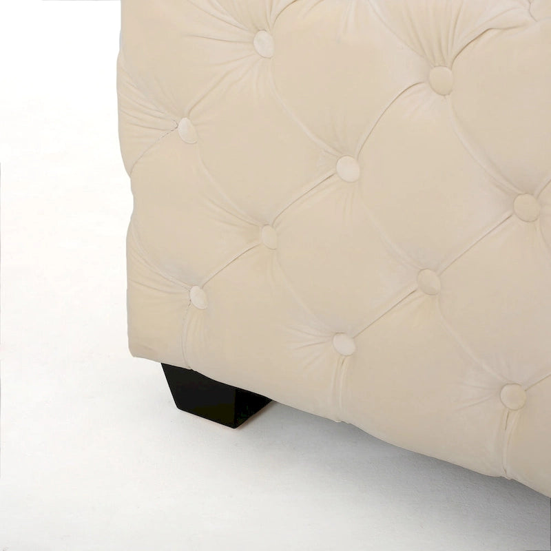 Pouf en velours capitonné Jaymee Modern Glam de Christopher Knight Home