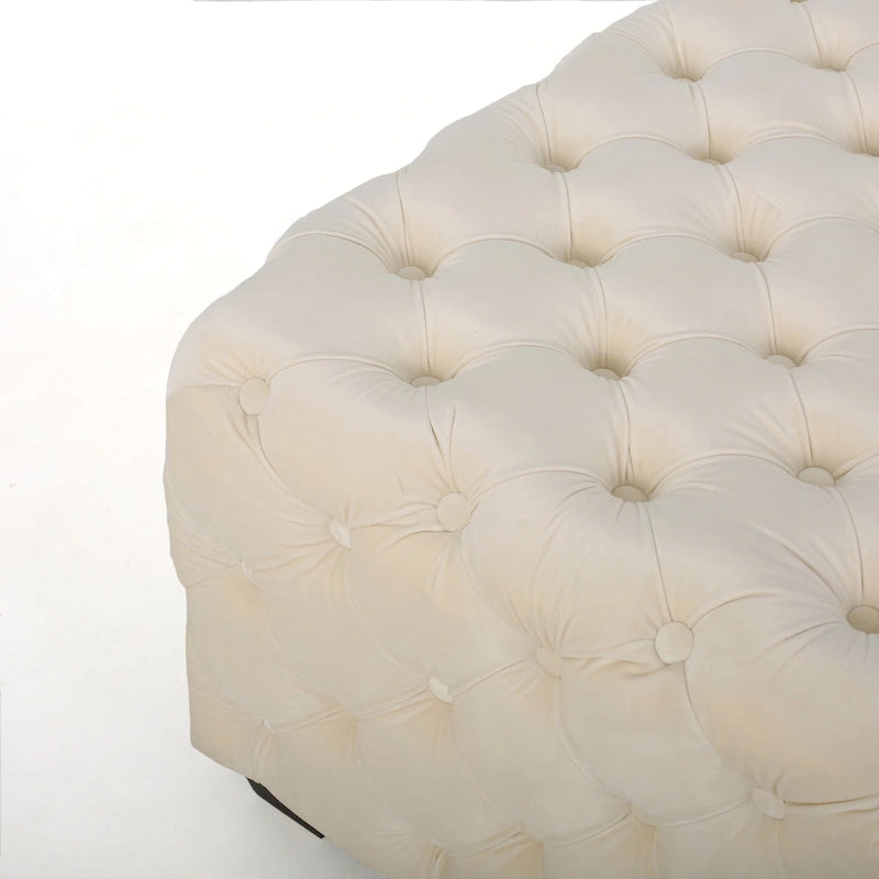 Pouf en velours capitonné Jaymee Modern Glam de Christopher Knight Home