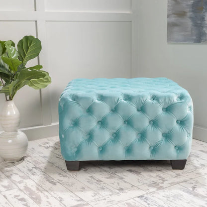 Pouf en velours capitonné Jaymee Modern Glam de Christopher Knight Home