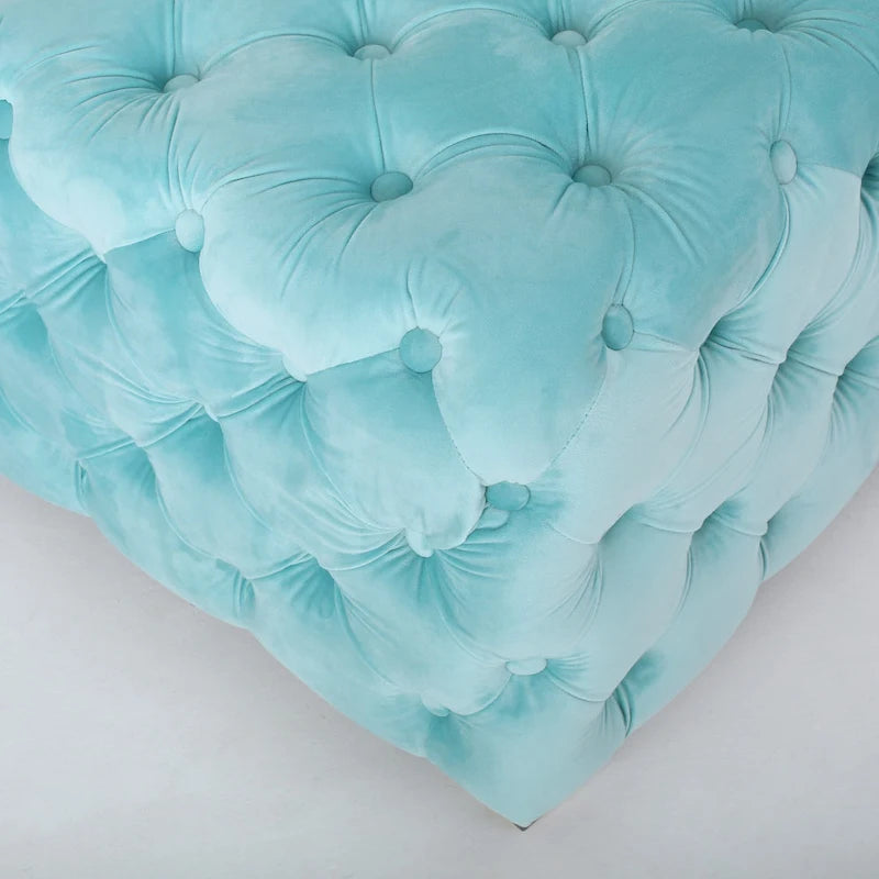 Pouf en velours capitonné Jaymee Modern Glam de Christopher Knight Home