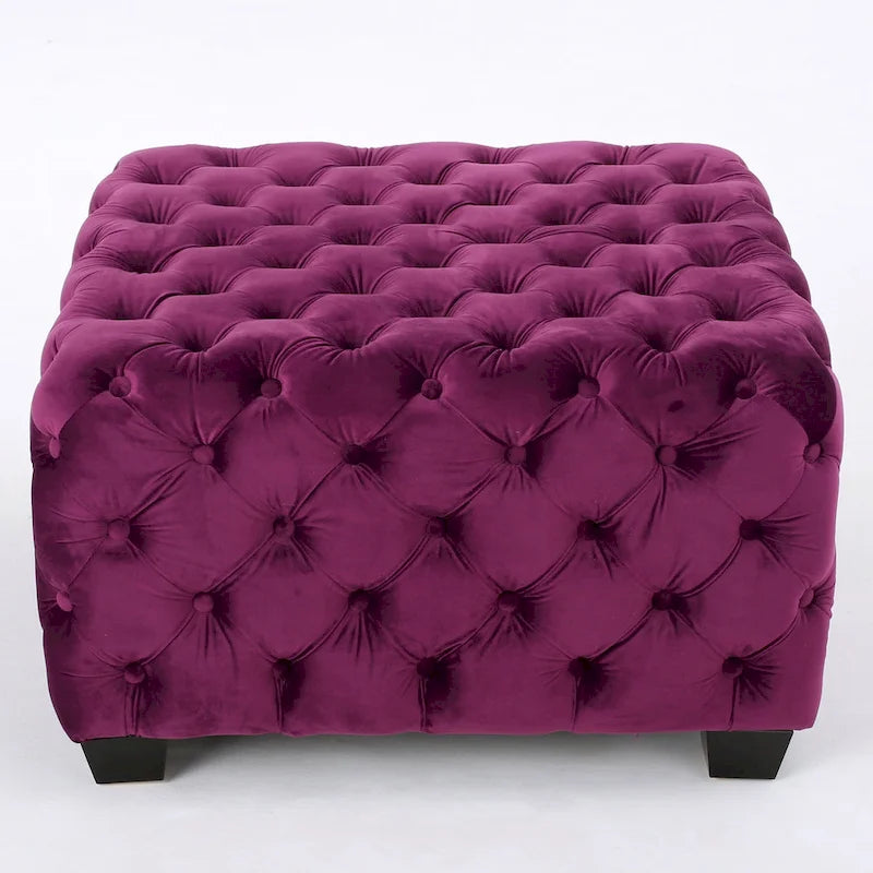 Pouf en velours capitonné Jaymee Modern Glam de Christopher Knight Home