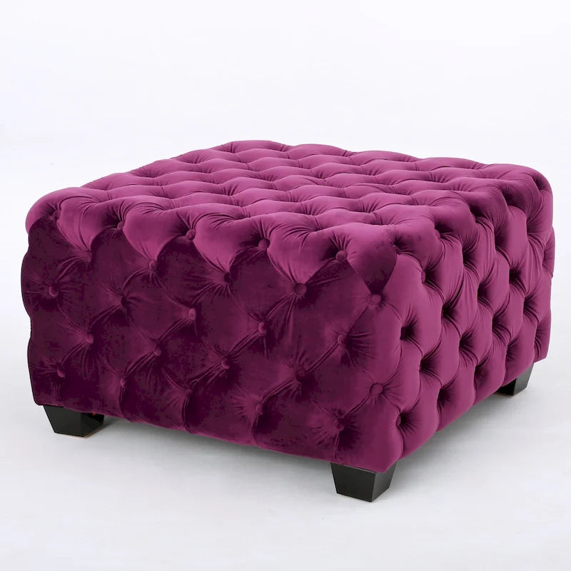 Pouf en velours capitonné Jaymee Modern Glam de Christopher Knight Home