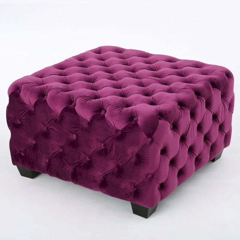 Pouf en velours capitonné Jaymee Modern Glam de Christopher Knight Home