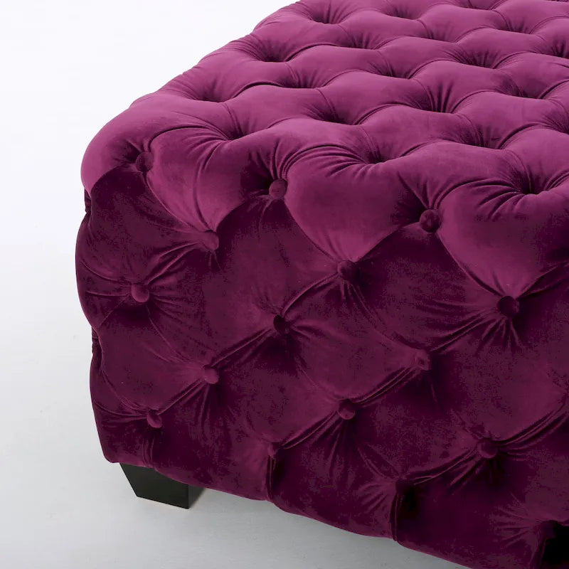 Pouf en velours capitonné Jaymee Modern Glam de Christopher Knight Home