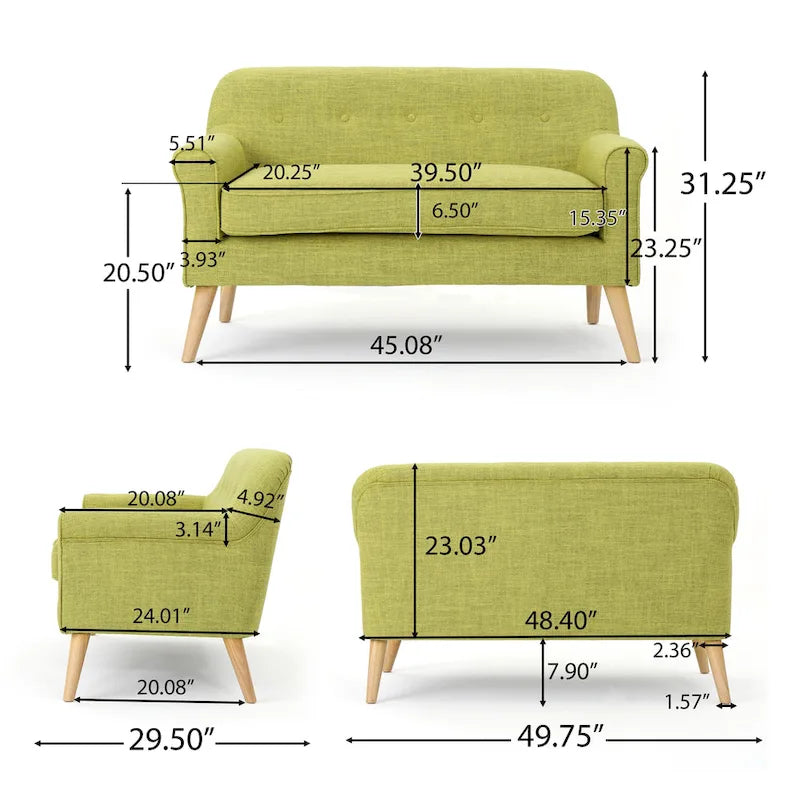 Canapé deux places en tissu Mariah style Mid-Century par Christopher Knight Home