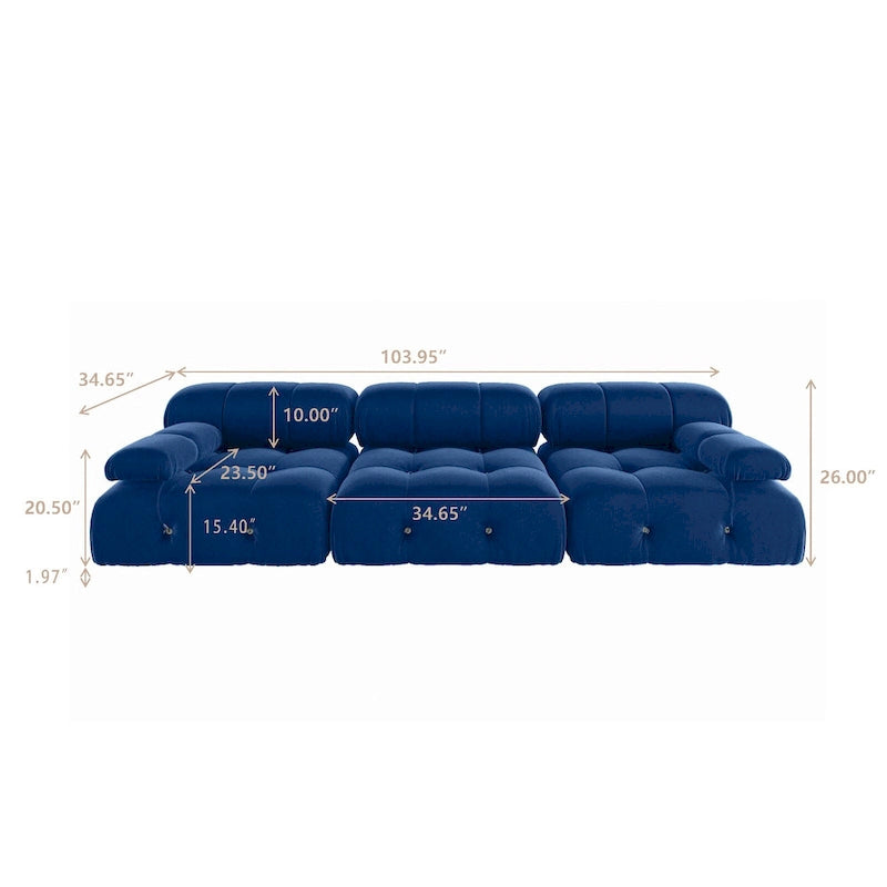 Canapé d'angle modulable convertible 104, canapés minimalistes en velours style milieu du siècle