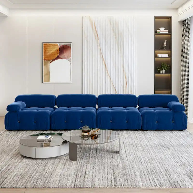 Canapé d'angle modulable convertible 104, canapés minimalistes en velours style milieu du siècle