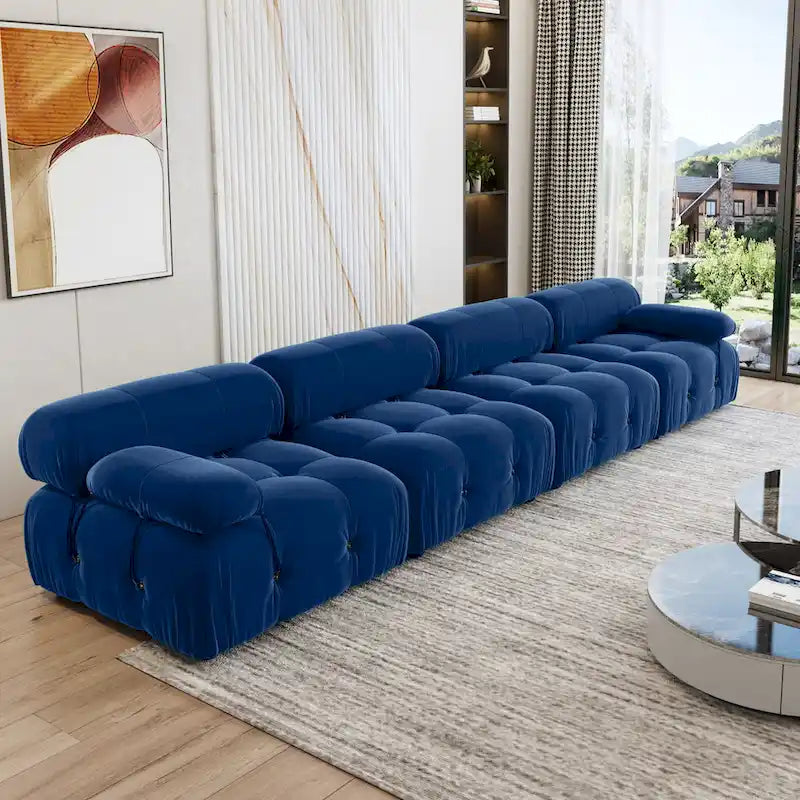 Canapé d'angle modulable convertible 104, canapés minimalistes en velours style milieu du siècle