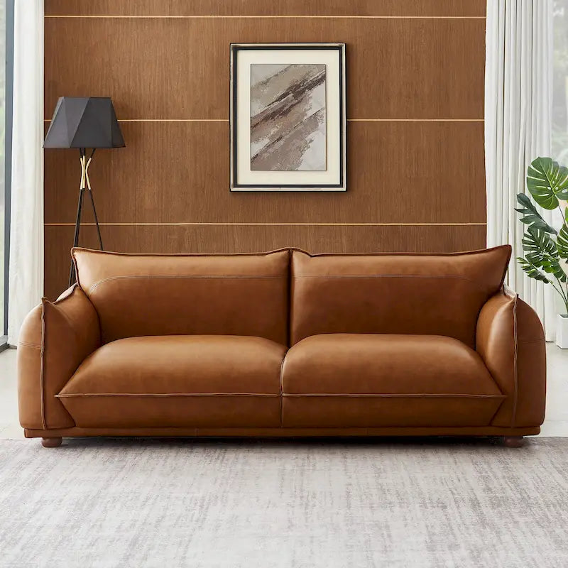 Canapé Manar de luxe moderne du milieu du siècle en cuir véritable
