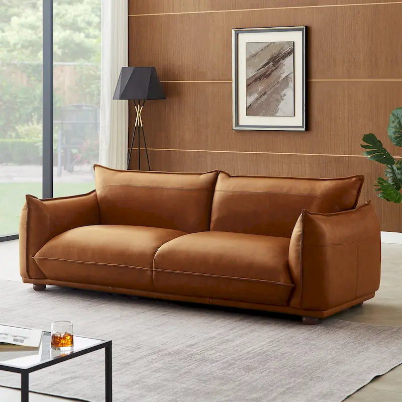 Canapé Manar de luxe moderne du milieu du siècle en cuir véritable