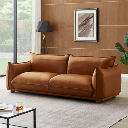 Canapé Manar de luxe moderne du milieu du siècle en cuir véritable