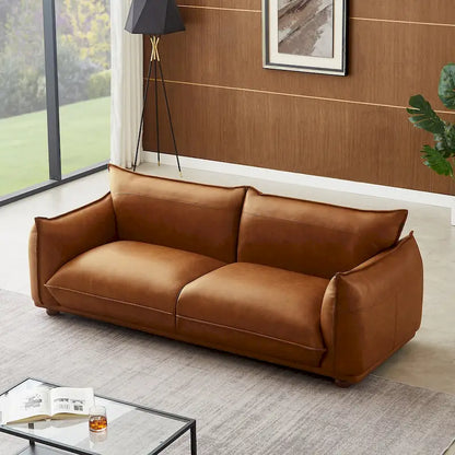 Canapé Manar de luxe moderne du milieu du siècle en cuir véritable