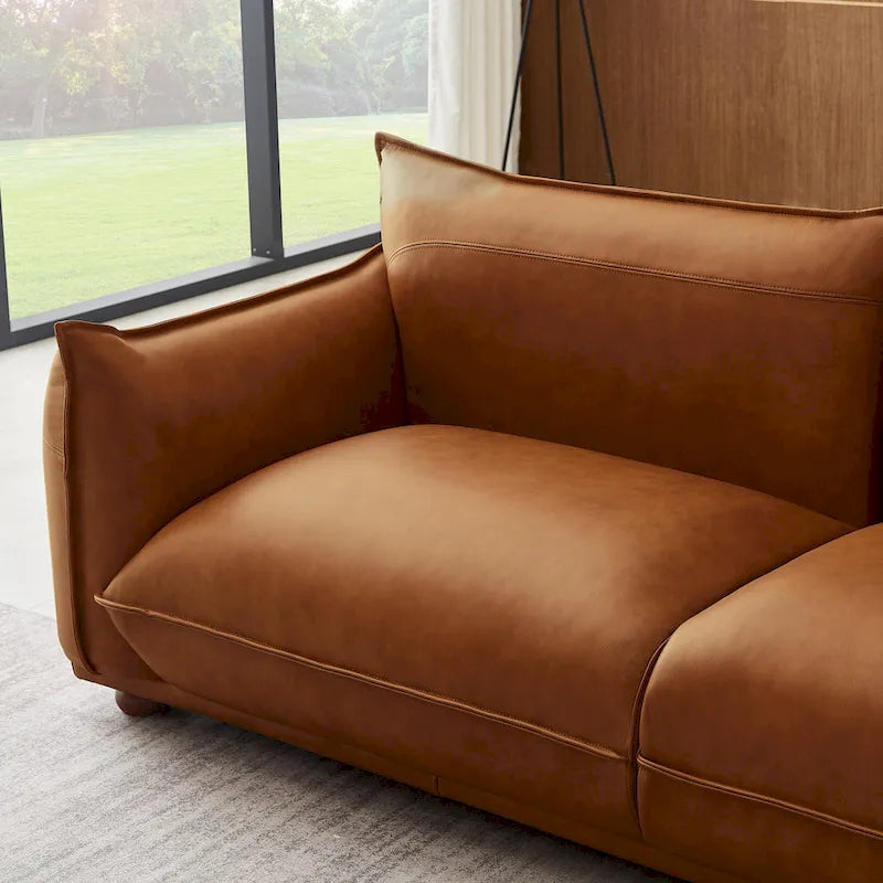 Canapé Manar de luxe moderne du milieu du siècle en cuir véritable