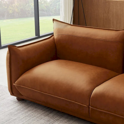 Canapé Manar de luxe moderne du milieu du siècle en cuir véritable