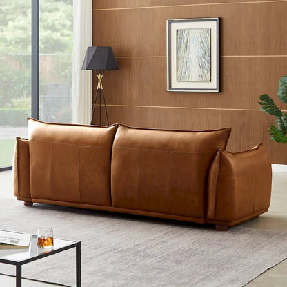 Canapé Manar de luxe moderne du milieu du siècle en cuir véritable