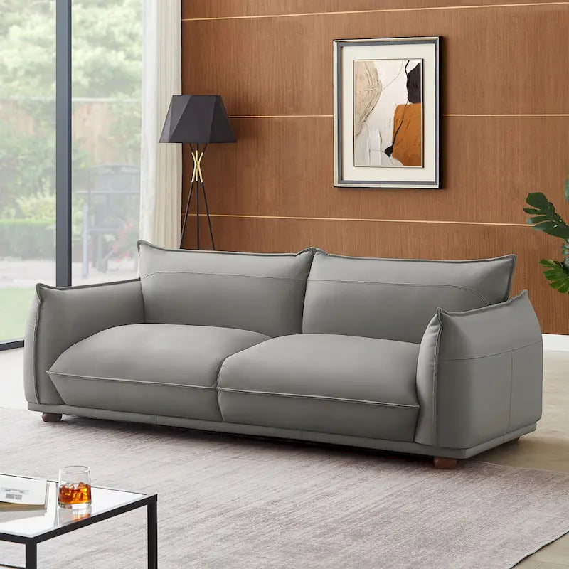 Canapé Manar de luxe moderne du milieu du siècle en cuir véritable