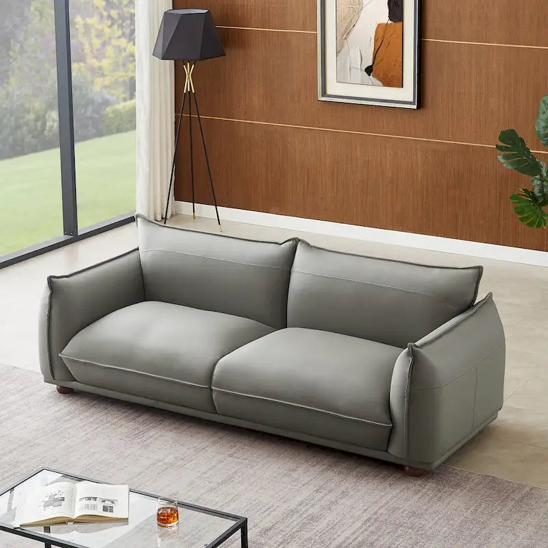 Canapé Manar de luxe moderne du milieu du siècle en cuir véritable