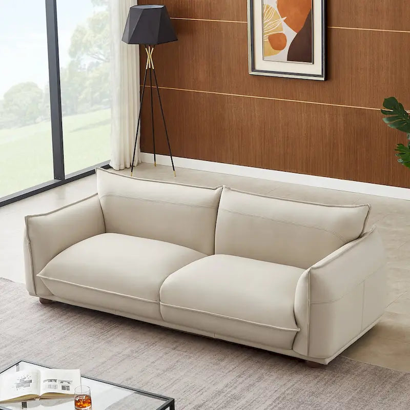 Canapé Manar de luxe moderne du milieu du siècle en cuir véritable