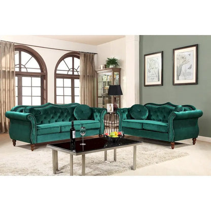Ensemble de canapés Chesterfield Gracewood Hollow Mantel style milieu du siècle avec clous décoratifs