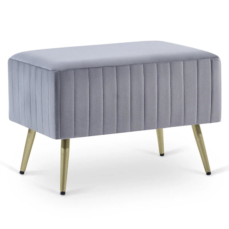 Banc d'entrée moderne capitonné de 24 pouces avec assise rembourrée en velours