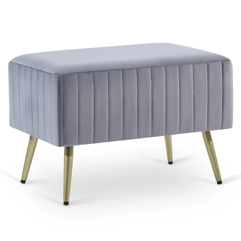 Banc d'entrée moderne capitonné de 24 pouces avec assise rembourrée en velours