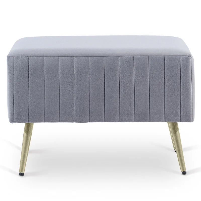 Banc d'entrée moderne capitonné de 24 pouces avec assise rembourrée en velours