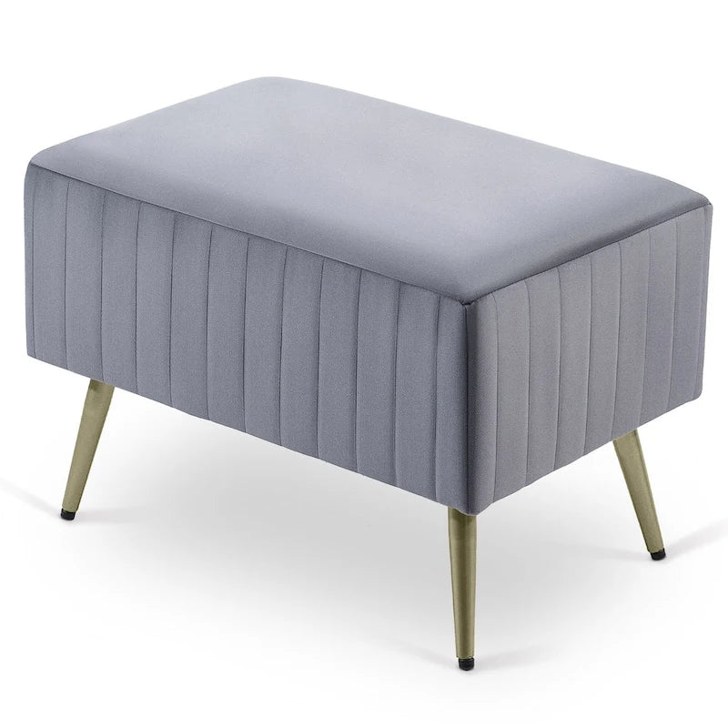 Banc d'entrée moderne capitonné de 24 pouces avec assise rembourrée en velours