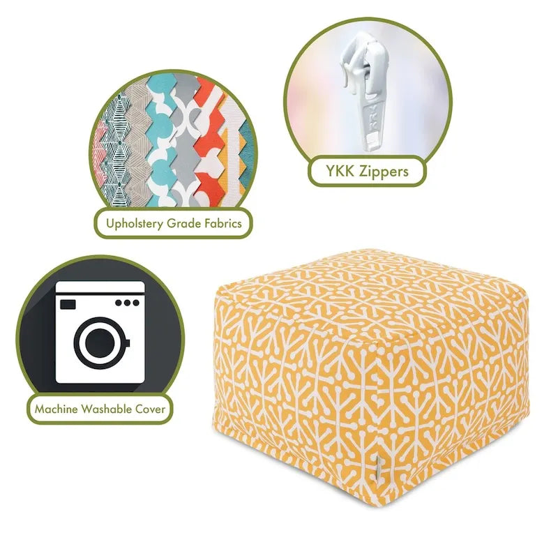 Pouf ottoman Aruba d'intérieur/extérieur Majestic Home Goods, 68,5 cm L x 68,5 cm l x 43 cm H