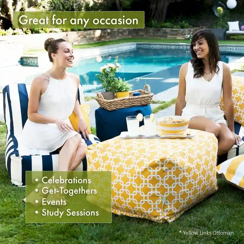 Pouf ottoman Aruba d'intérieur/extérieur Majestic Home Goods, 68,5 cm L x 68,5 cm l x 43 cm H