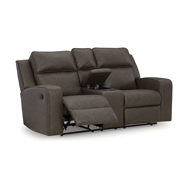 Canapé inclinable deux places avec console, Signature Design by Ashley Lavenhorne - 77 cm (L) x 42 cm (P) x 43 cm (H)