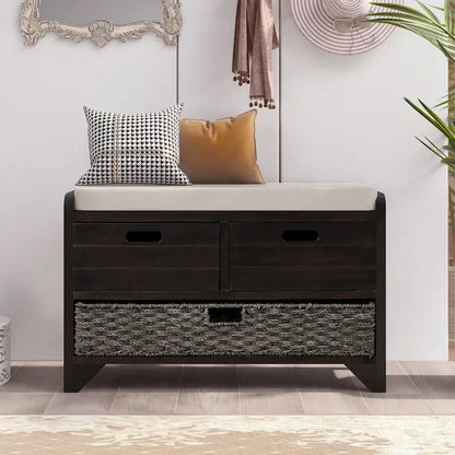 Banc à chaussures entièrement assemblé avec coussin amovible