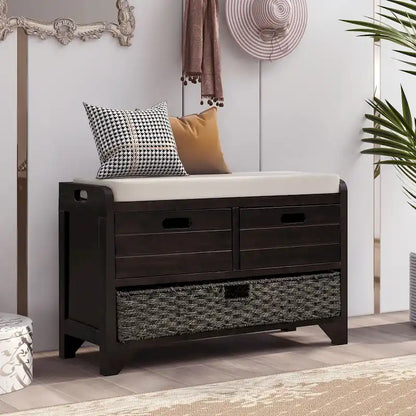 Banc à chaussures entièrement assemblé avec coussin amovible