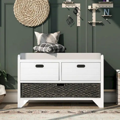 Banc à chaussures entièrement assemblé avec coussin amovible