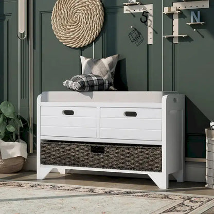 Banc à chaussures entièrement assemblé avec coussin amovible