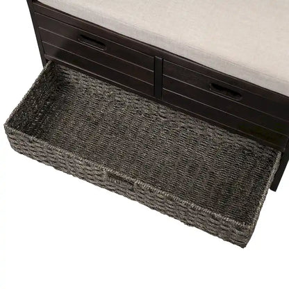 Banc à chaussures entièrement assemblé avec coussin amovible