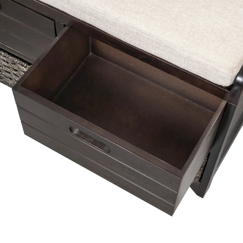 Banc à chaussures entièrement assemblé avec coussin amovible
