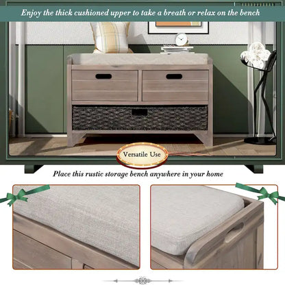 Banc à chaussures entièrement assemblé avec coussin amovible