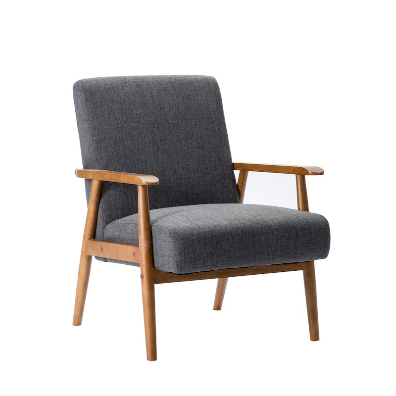 Fauteuil d'appoint Porthos Home Gelso en tissu avec pieds en bois d'hévéa