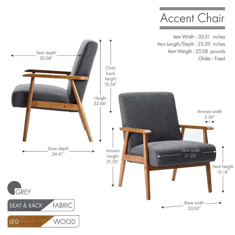 Fauteuil d'appoint Porthos Home Gelso en tissu avec pieds en bois d'hévéa