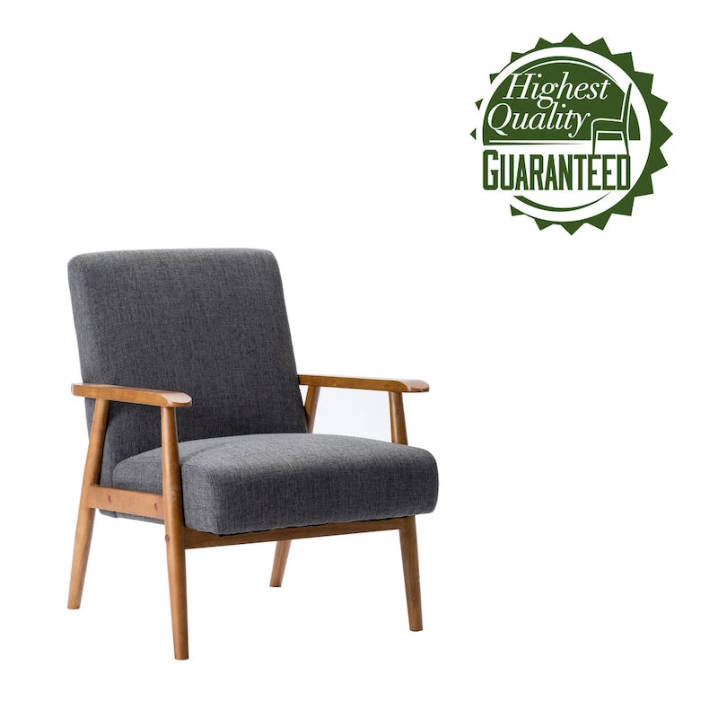 Fauteuil d'appoint Porthos Home Gelso en tissu avec pieds en bois d'hévéa