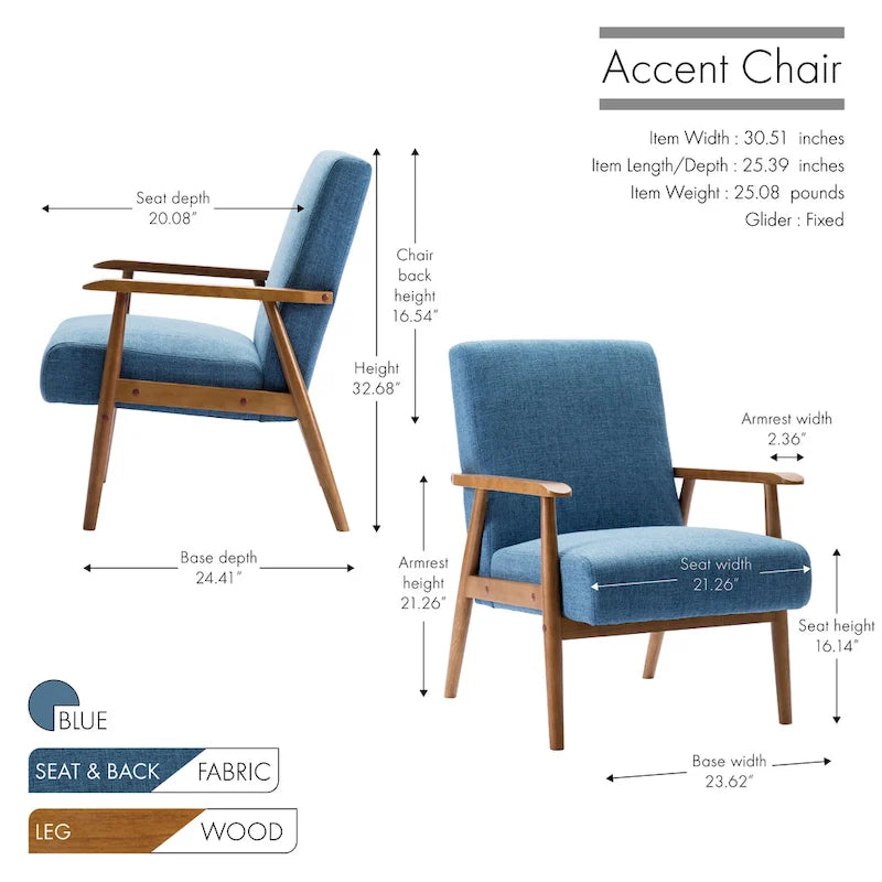 Fauteuil d'appoint Porthos Home Gelso en tissu avec pieds en bois d'hévéa