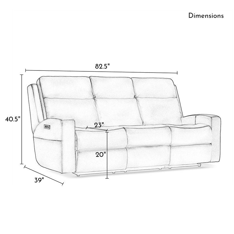 Canapé inclinable électrique en cuir pleine fleur de 89 pouces de large avec rangement, port de charge USB et appui-tête réglable.