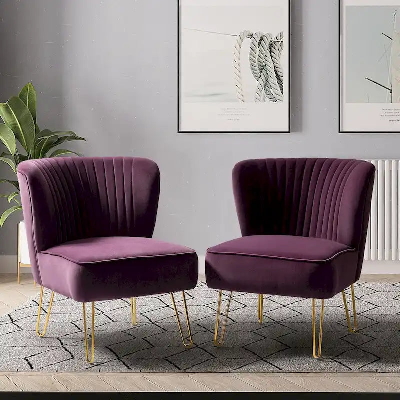 Ensemble de 2 chaises d'appoint rembourrées Barto avec dossier capitonné par HULALA HOME