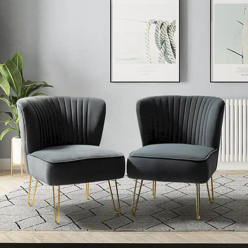 Ensemble de 2 chaises d'appoint rembourrées Barto avec dossier capitonné par HULALA HOME